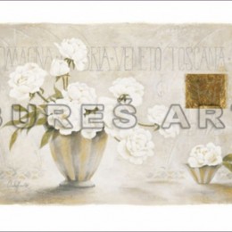 Tablou decorativ Flori albe in vaze inramat