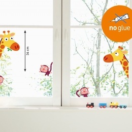 Sticker de geam '' Girafe si maimute''
