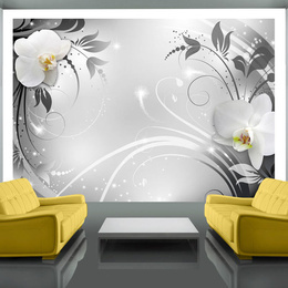 Fototapet - Orchids on silver