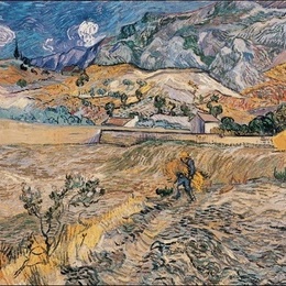 Tablou Van Gogh Peisaj la San Remy inramat, 60x80 cm