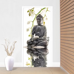 Fototapet de usa Buddha sub orhidee albe