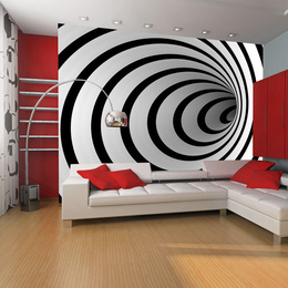 Fototapet - Black and white 3D tunnel