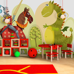 Fototapet - Dragon and knight