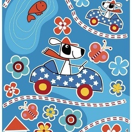 Sticker decorativ pentru copii "Catelul sofer "