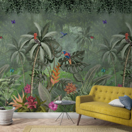 Tapet decorativ, tip panel, tropical, verde, living, hol, baie