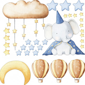 Sticker pentru copii personalizat - Elefantul vrajitor