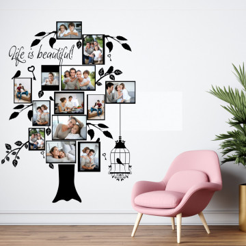 Arborele familiei - sticker perete cu rame foto din autocolant