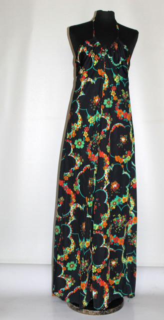 Rochie vintage cu spatele gol print floral anii 70