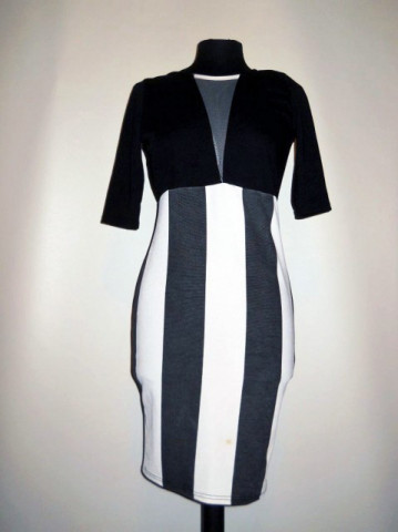 Rochie retro dungi verticale bleumarin anii '80