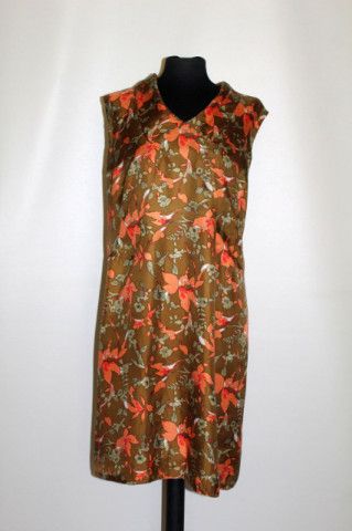 Rochie vintage print orhidee portocalii anii 60