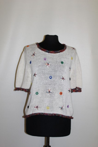 Bluza aplicatii oglinda si broderie colorata anii '80