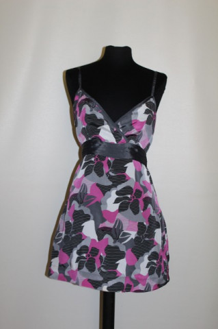 Bluza print abstract fucsia si gri repro anii '70