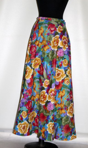 Fustă maxi vintage print floral anii 70