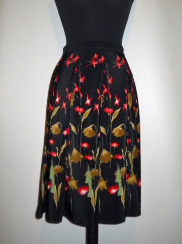 Fusta vintage din crepe print floral anii '70