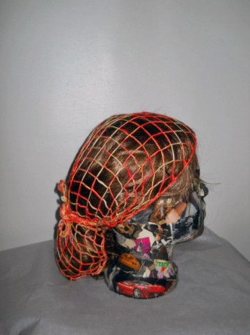 Hair Snood vintage rosu cu galben anii '40