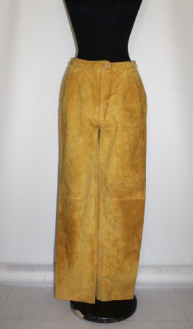 Pantaloni din piele intoarsa galben mustar anii '80