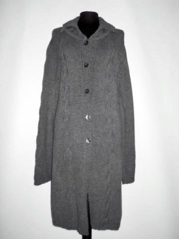 Pulover - pardesiu din tricot gri repro anii '70