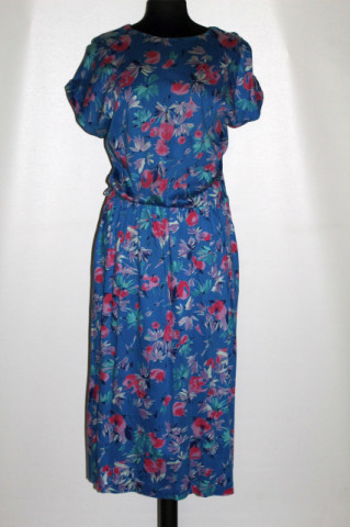 Rochie albastră print floral anii 70