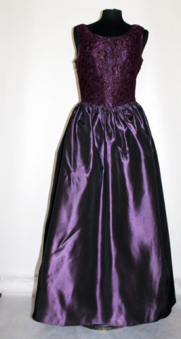 Rochie de gala vintage violet cu bust din dantela anii '80
