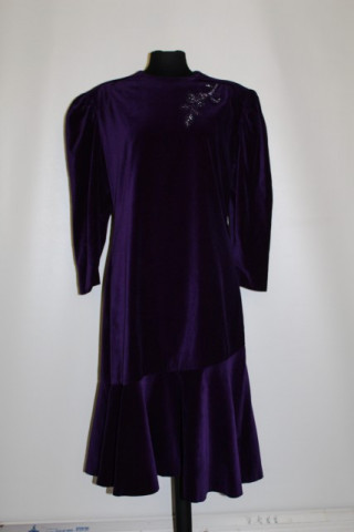 Rochie de ocazie din catifea violet anii '70 - '80