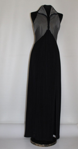 Rochie de seara vintage alb cu negru anii '70