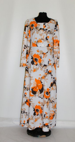 Rochie maxi flori portocalii anii '70