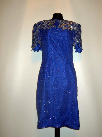 Rochie retro paiete albastru electric anii '80