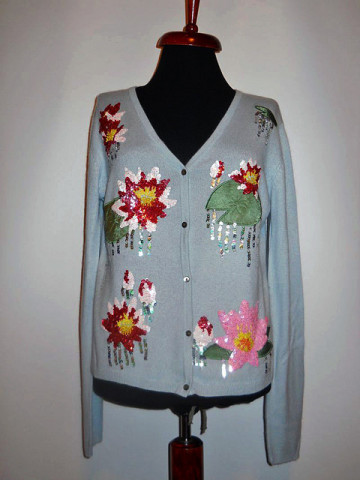 Cardigan vintage nuferi brodati anii '90