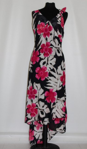 Rochie flori rosii si frunze de palmier repro anii '70