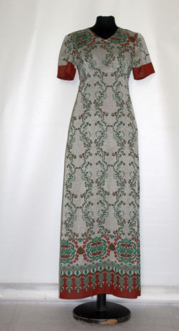 Rochie vintage maxi print vegetal stilizat anii 60 - 70