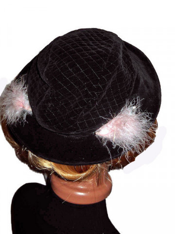 Palarie vintage cu pene roz anii '40