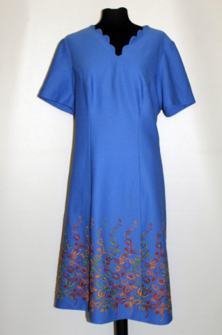 Rochie broderie vegetală portocalie anii 70