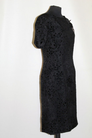 Rochie de ocazie din devore de mătase naturala neagra anii '50