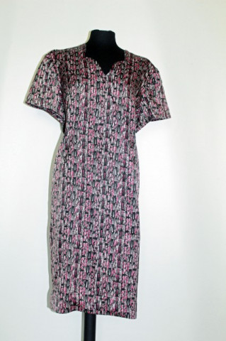 Rochie print abstract roz si lila anii '60