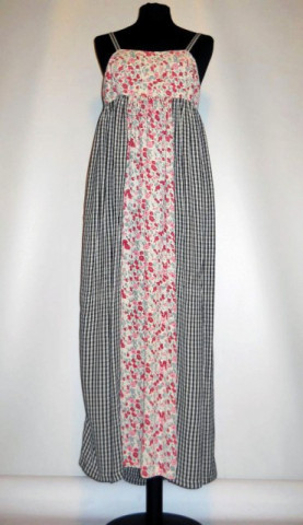 Rochie retro maxi flori si carouri anii '80