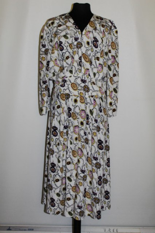 Rochie retro print floral stilizat violet anii '80