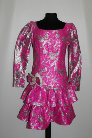 Rochie vintage de ocazie fucsia cu argintiu anii '60