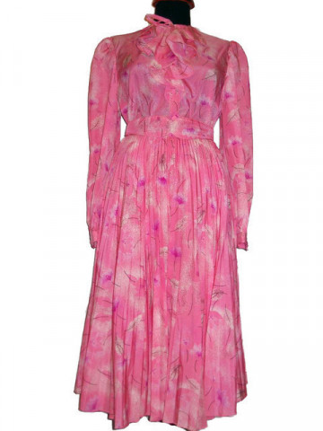 Deux pieces vintage roz cu print floral anii '70