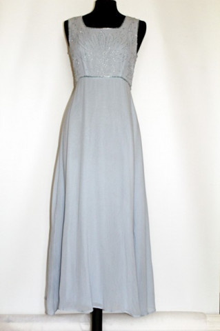 Rochie de ocazie bleu broderie margele anii '80