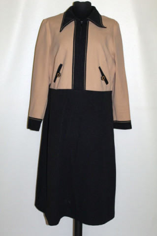 Rochie vintage negru cu bej anii 70