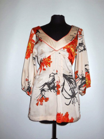 Bluza print floral corai repro anii '70