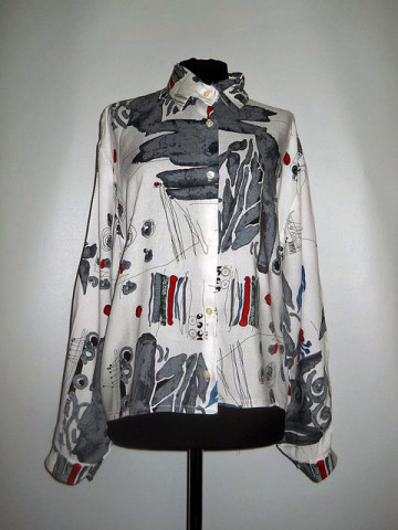 Camasa retro print gri si rosu anii '80