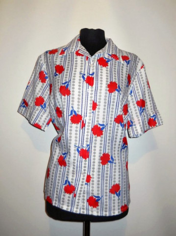 Camasa vintage print garoafe anii '60