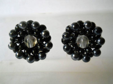 Cercei vintage floare neagra anii '60