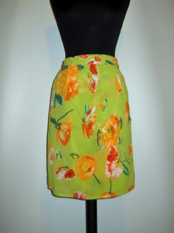 Fusta retro din chiffon print floral anii '80