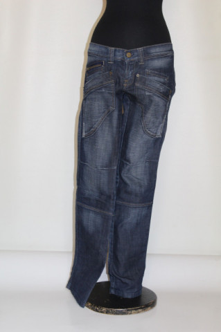 Jeans buzunare aplicate albastru închis