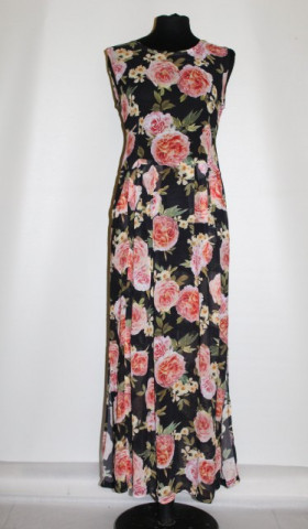 Rochie print trandafiri pe fond negru anii '90
