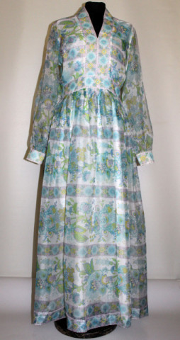 Rochie vintage din organza cu flori bleu anii '60
