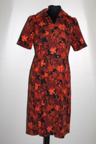Rochie vintage flori portocalii anii 60