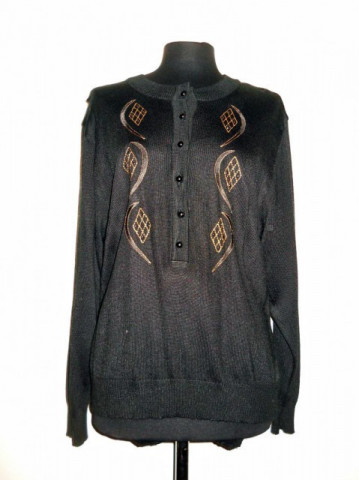 Pulover vintage negru brodat anii '70